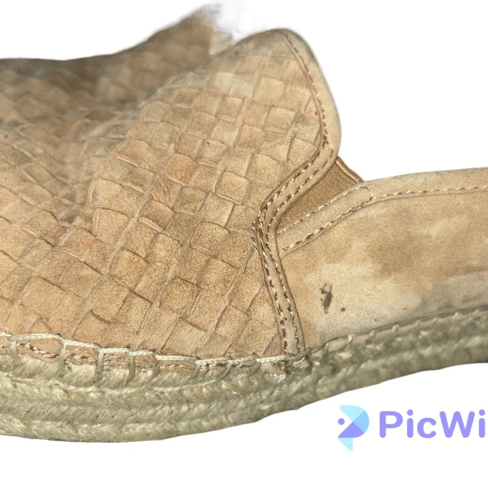 Sam Edelman Catherine Tan Woven Jute Leather Suede Platform Espadrille
